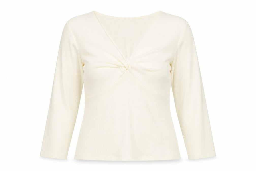 Marks and Spencer Womens Ivory Polyester Basic Blouse Size 24 V-Neck