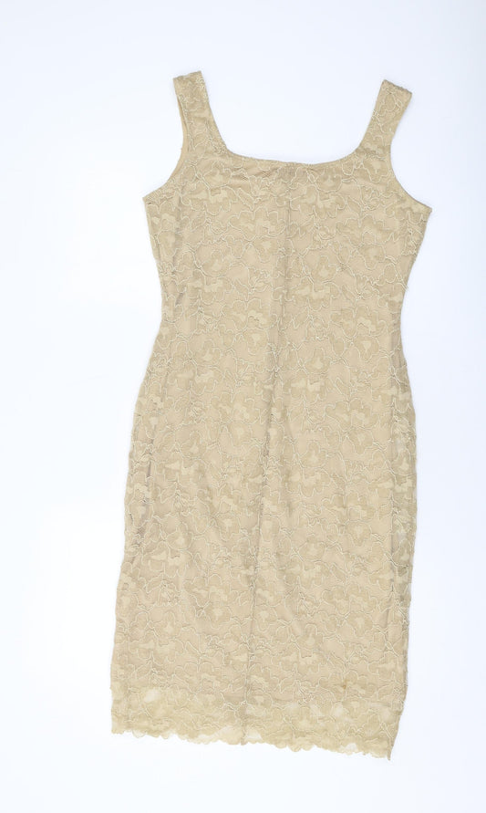 Principles Womens Beige Polyester Sheath Size 14 Round Neck Pullover