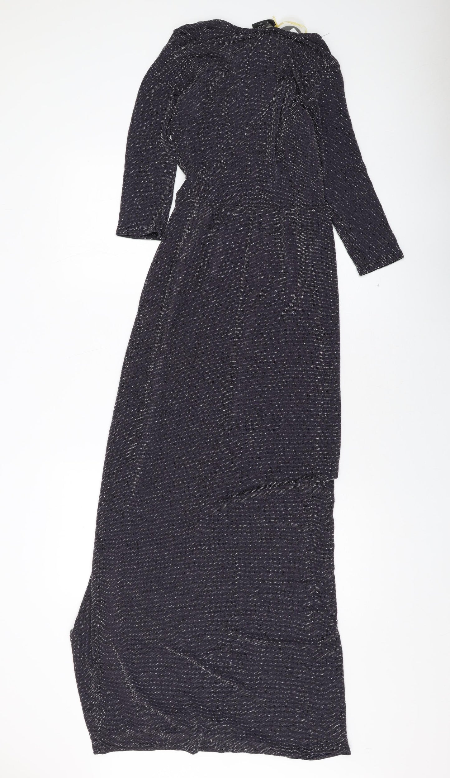 Club L Womens Silver Polyester Maxi Size 8 V-Neck Pullover