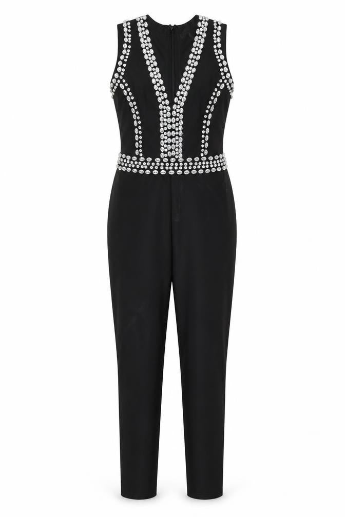 Pink Boutique Womens Black Polyamide Jumpsuit One-Piece Size 8 Zip