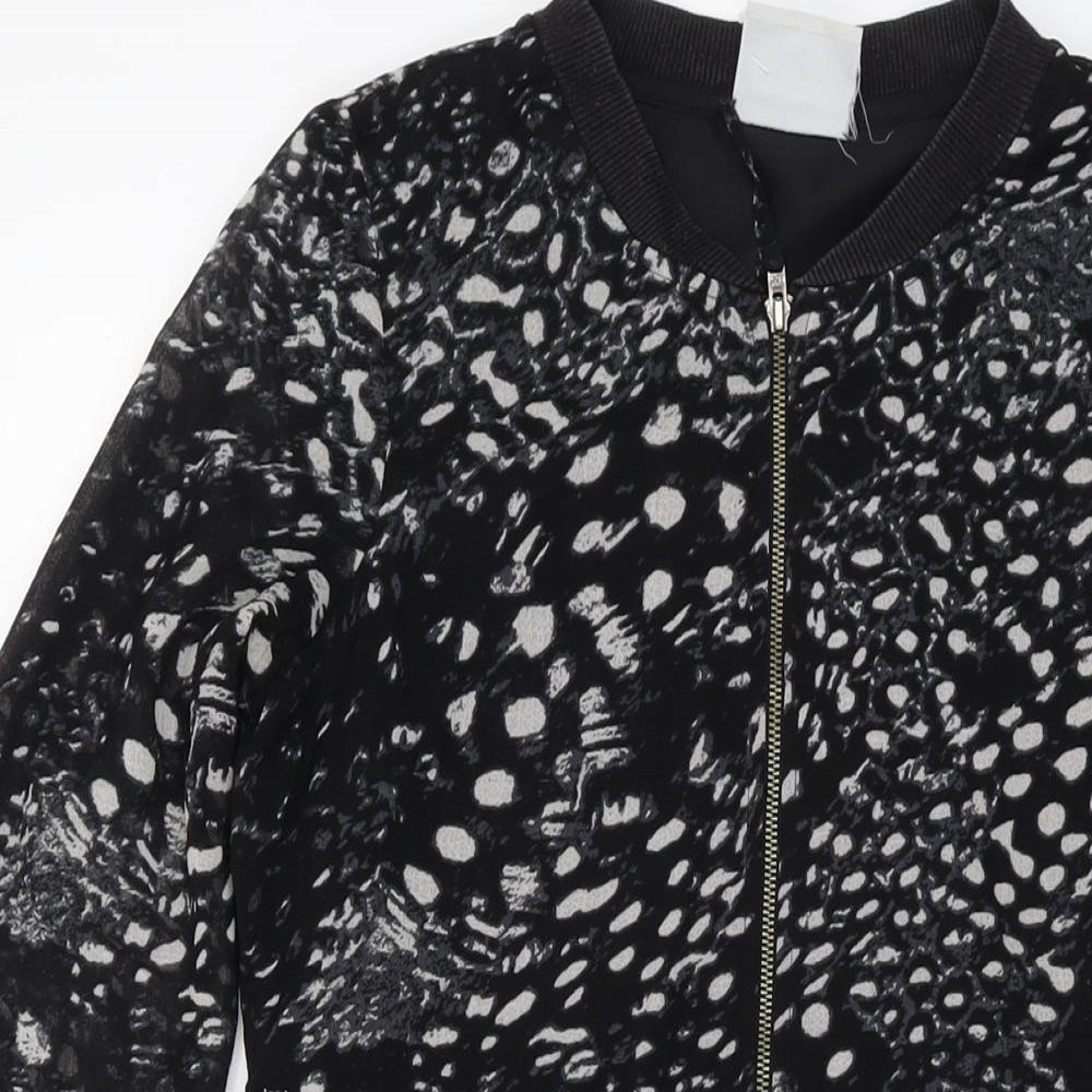 VERO MODA Womens Black Geometric Polyester A-Line Size XS Round Neck Zip