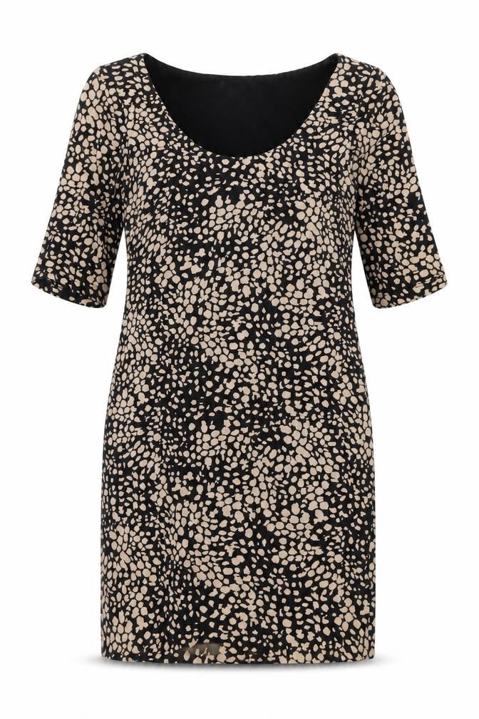 H&M Womens Brown Geometric Cotton Bodycon Size S Round Neck Pullover