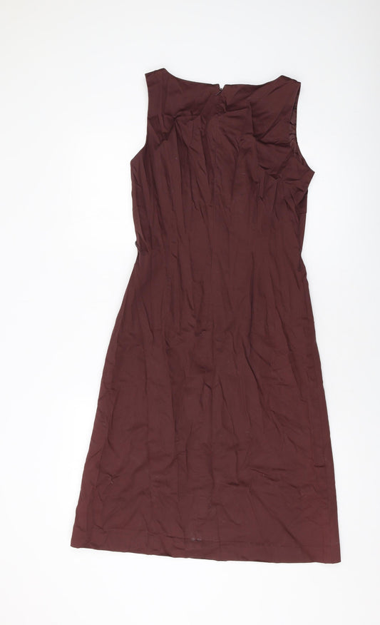 Kaleidoscope Womens Brown Cotton A-Line Size 10 Square Neck Zip