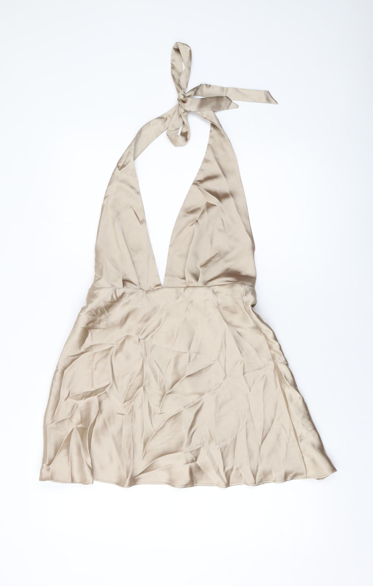 Zara Womens Gold Polyester Mini Size M Halter Zip