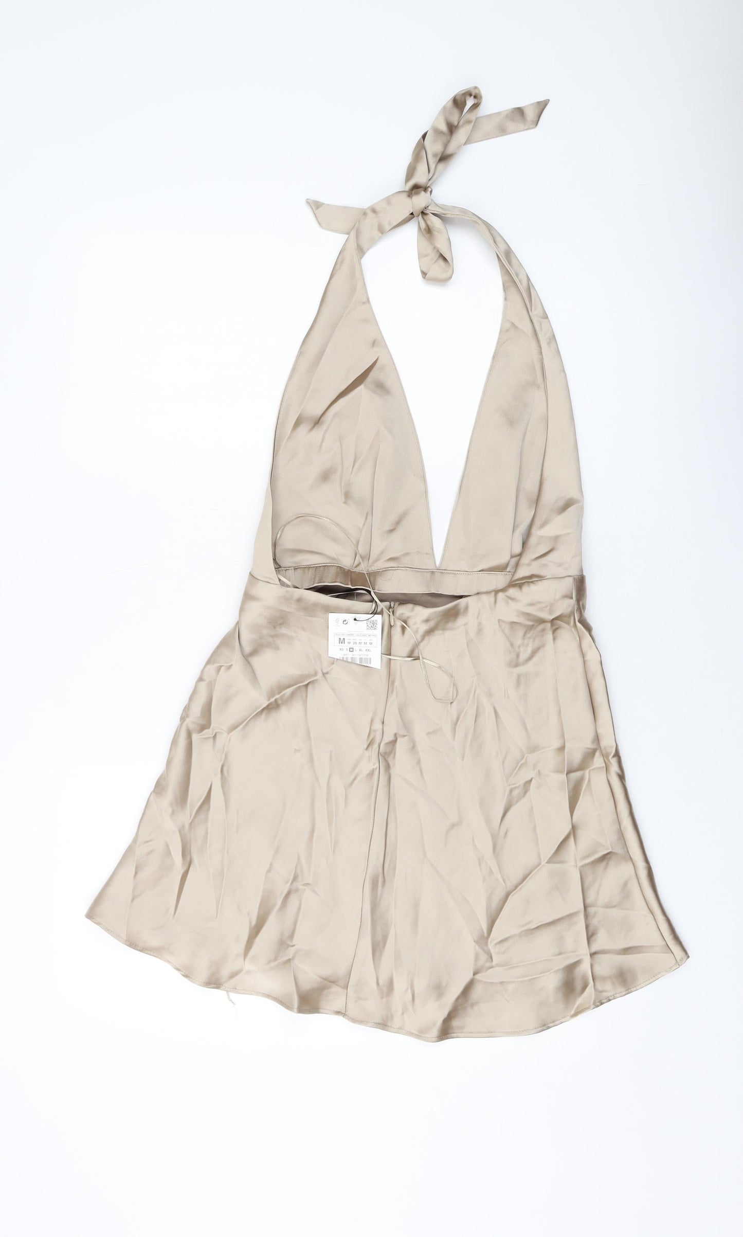 Zara Womens Gold Polyester Mini Size M Halter Zip