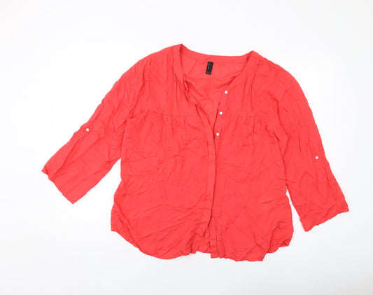 VERO MODA Womens Orange Viscose Basic Blouse Size XL V-Neck
