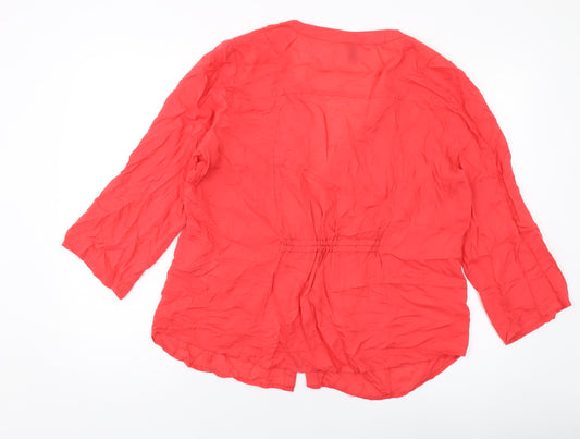 VERO MODA Womens Orange Viscose Basic Blouse Size XL V-Neck