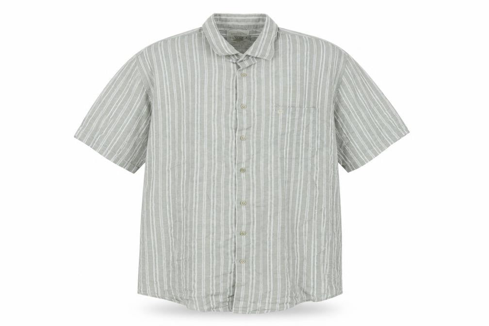 Bar Harbour Mens Grey Striped Linen Button-Up Size 2XL Collared Button