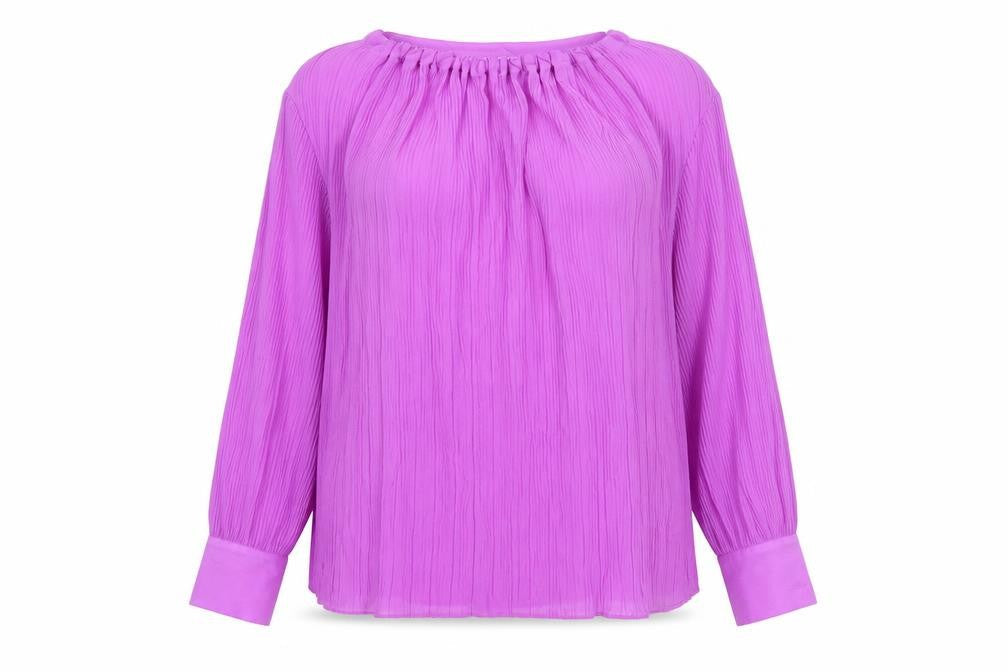 Autograph Womens Purple Polyester Basic Blouse Size 14 Round Neck - Plisse