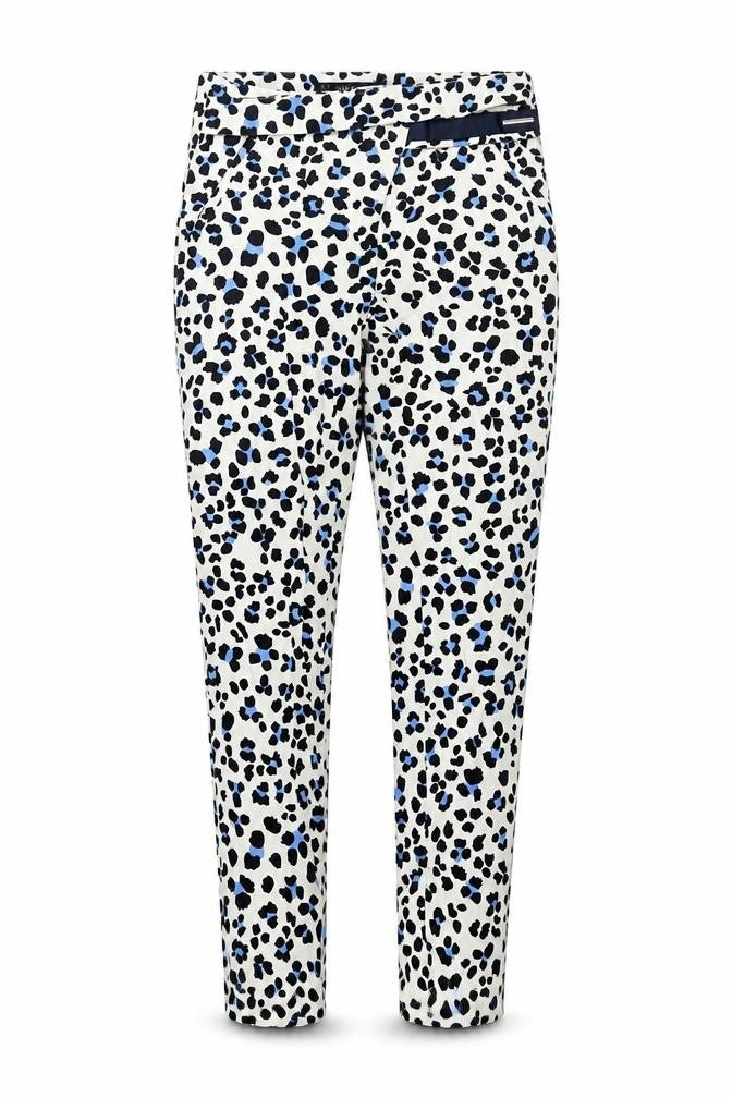 Zara Womens White Animal Print Cotton Trousers Size XS L26 in Regular Button - Leopard Print
