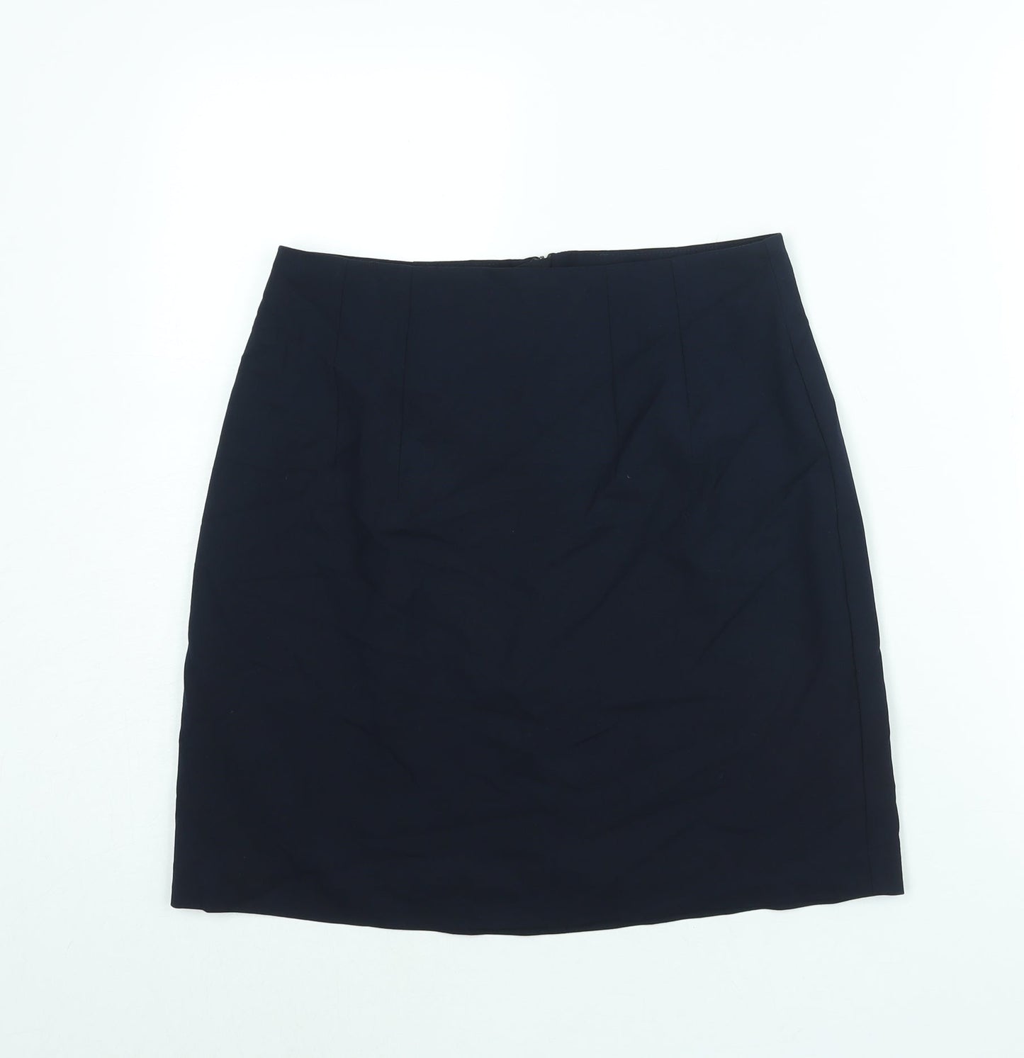 Marks and Spencer Womens Blue Polyester A-Line Skirt Size 10 Zip