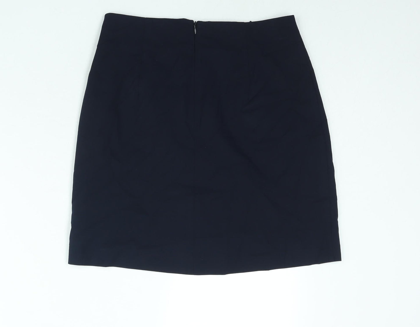 Marks and Spencer Womens Blue Polyester A-Line Skirt Size 10 Zip
