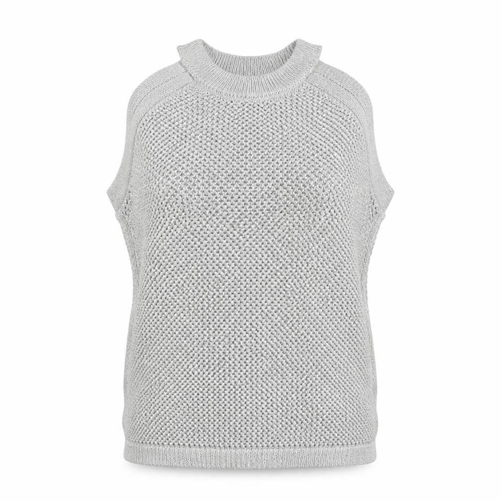 Marks & Spencer Womens Silver Mock Neck Cotton Vest Jumper Size L