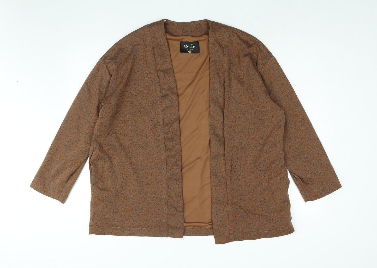 QuZu Womens Brown Geometric Jacket Size 12