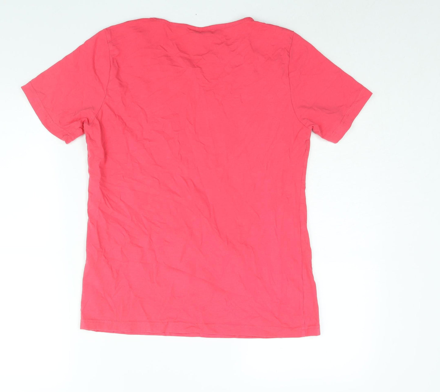 Brandtex Womens Pink Cotton Basic T-Shirt Size L Round Neck