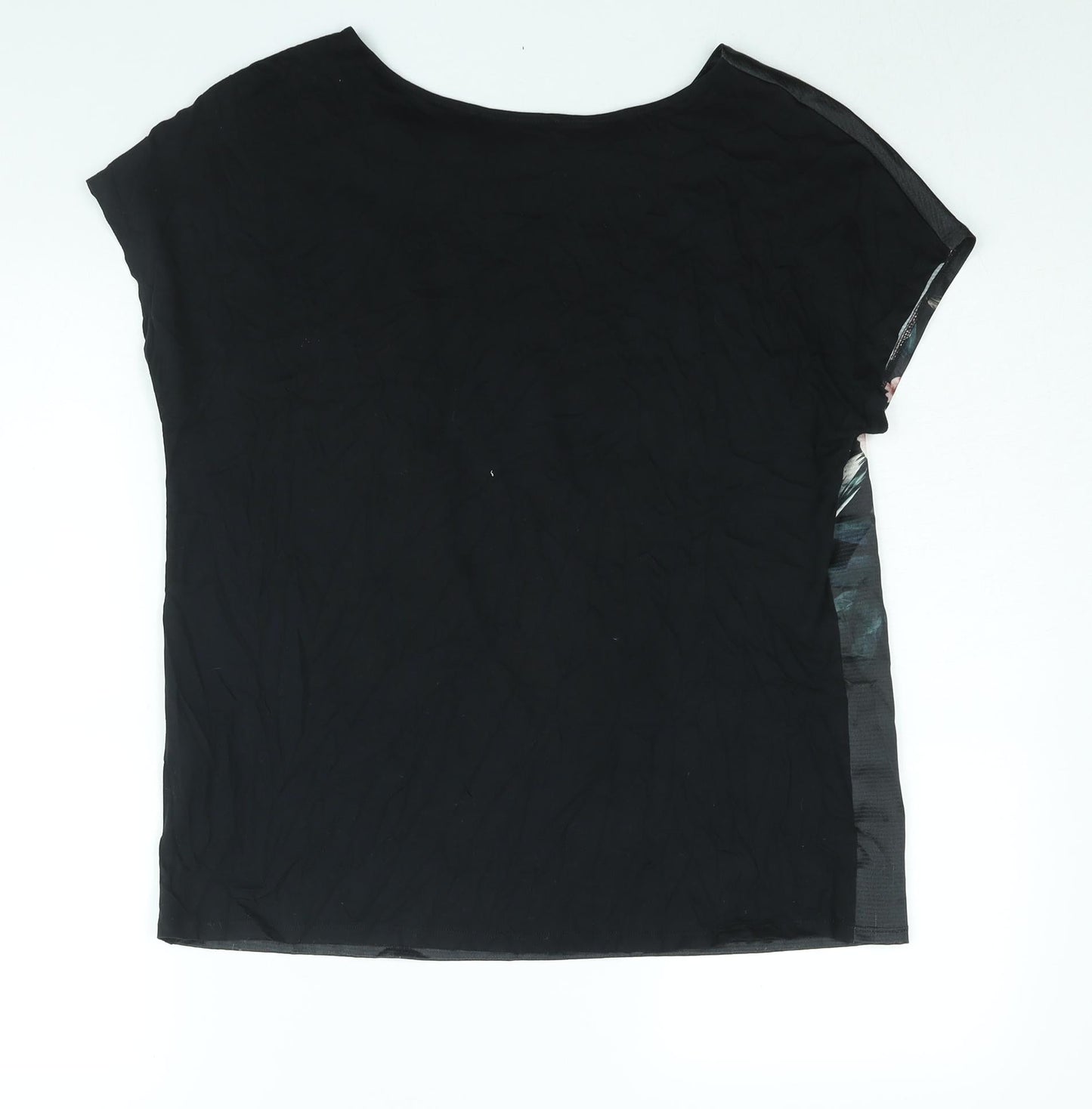 Marks and Spencer Womens Black Polyester Basic Blouse Size 12 Round Neck - Floral Print