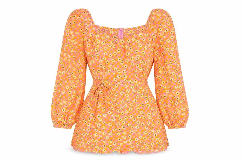 ASOS Womens Multicoloured Geometric Viscose A-Line Size 6 Sweetheart Zip - Floral Check Print