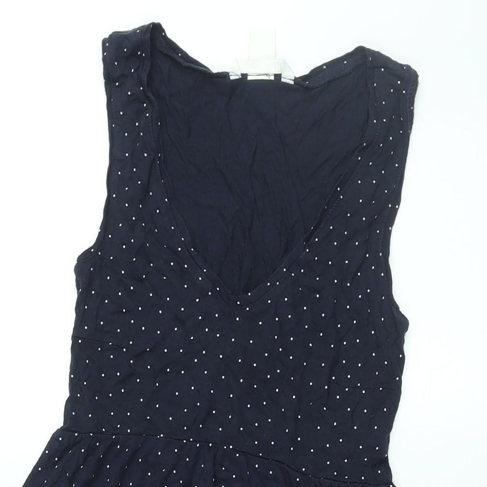 H&M Womens Blue Viscose Fit & Flare Size XS V-Neck Pullover