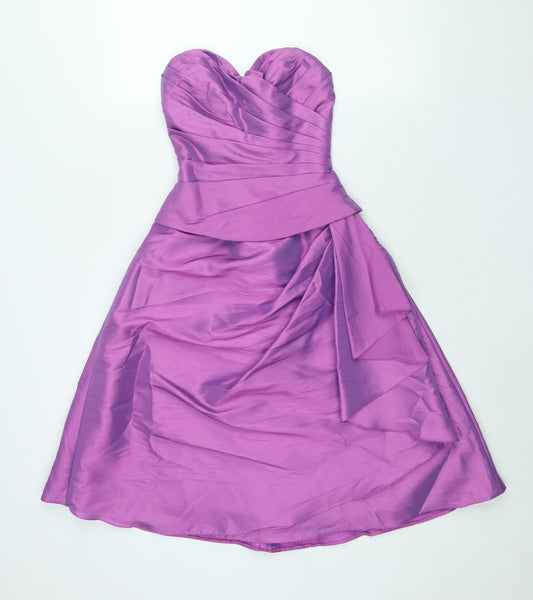 Sacha James Womens Pink Polyester Fit & Flare Size 10 Sweetheart Lace Up - Pleated
