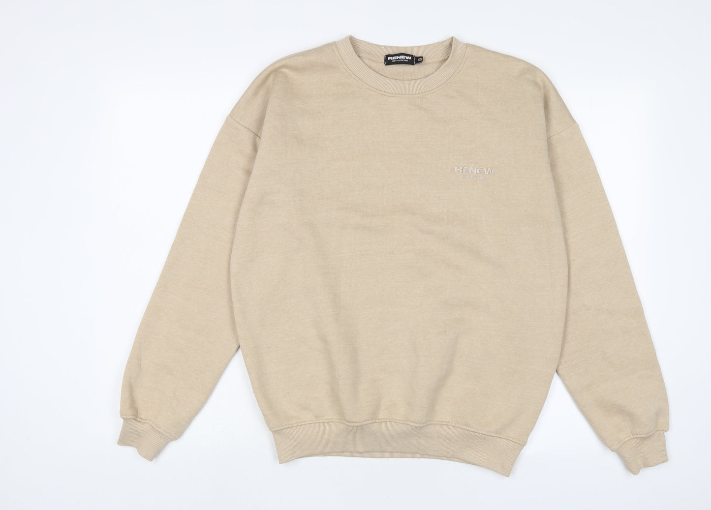 PRETTYLITTLETHING Womens Beige Cotton Pullover Sweatshirt Size 16 Pullover - Embroidered