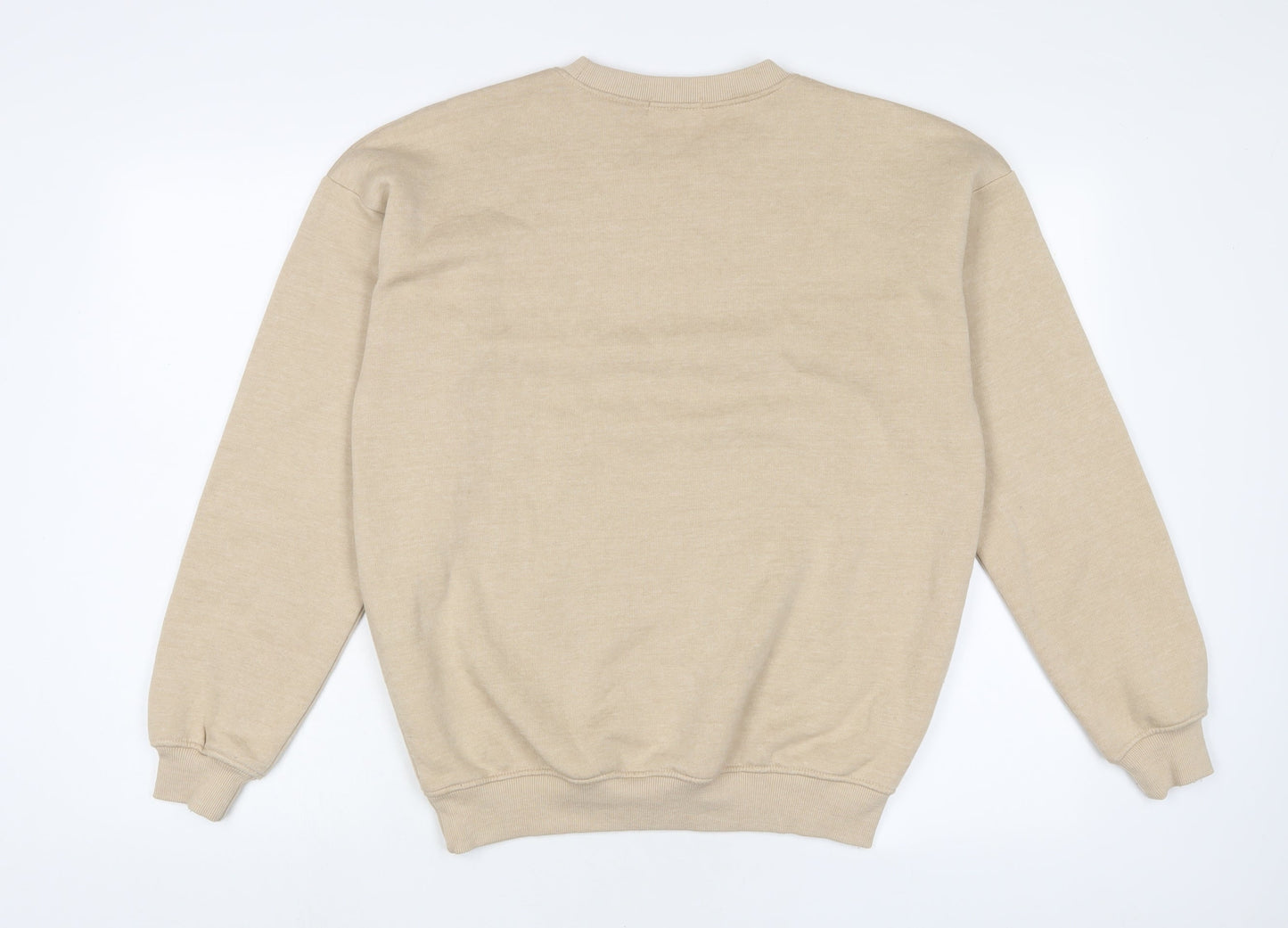 PRETTYLITTLETHING Womens Beige Cotton Pullover Sweatshirt Size 16 Pullover - Embroidered
