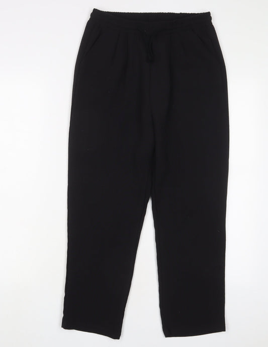 PRETTYLITTLETHING Womens Black Polyester Trousers Size 10 L24 in Regular Drawstring