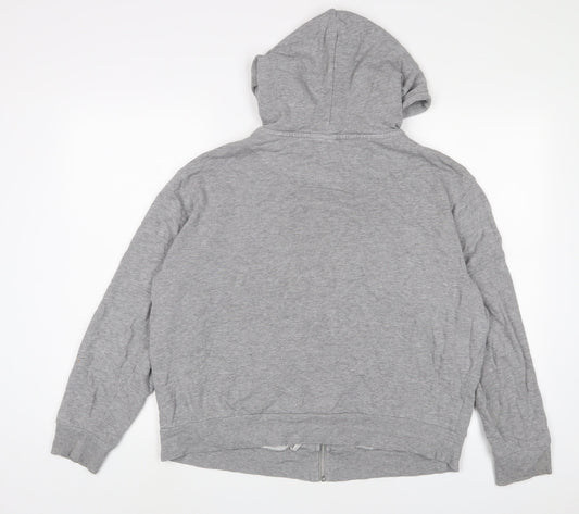 ASOS Womens Grey Cotton Full Zip Hoodie Size 10 Zip