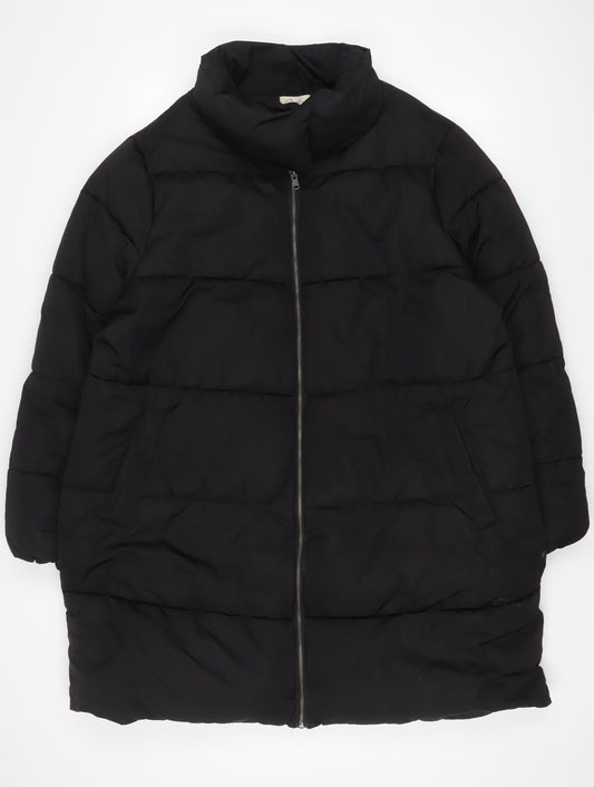 Onfire Womens Black Quilted Coat Size 20 Zip