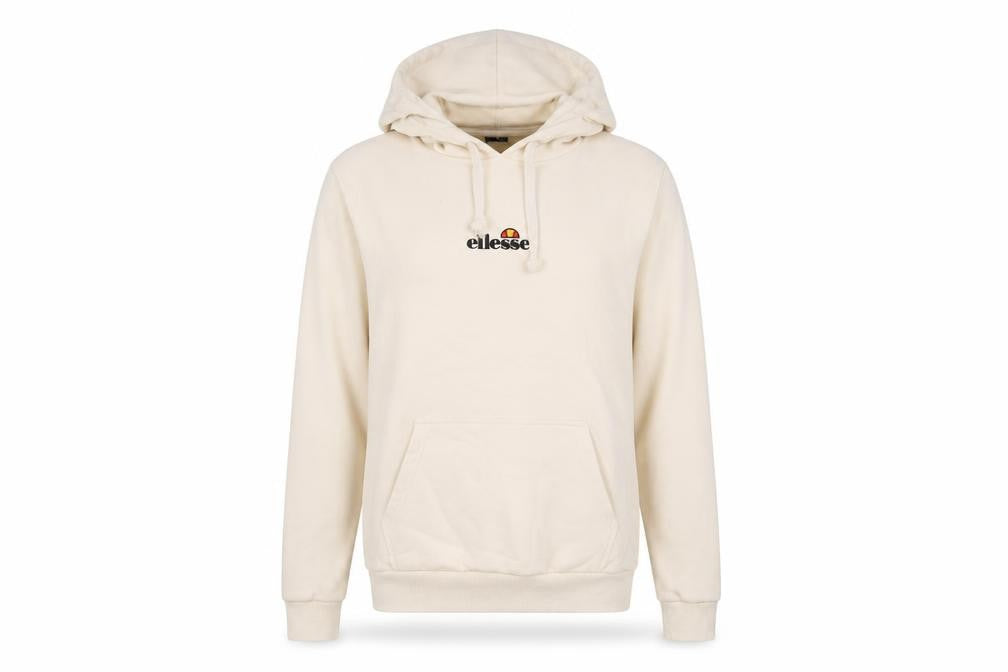 Ellesse Womens Beige Cotton Pullover Hoodie Size 12 Pullover - Logo, Embroidered