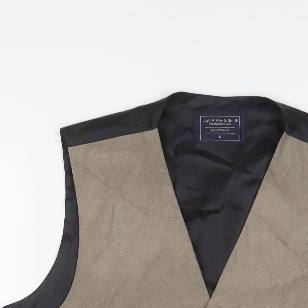 Lloyd Attree & Smith Mens Brown Polyester Jacket Suit Waistcoat Size L Regular