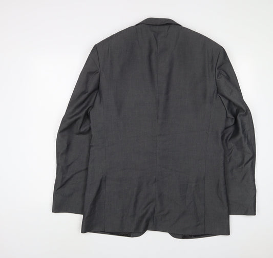 PINSTRIPE Mens Grey Polyester Jacket Suit Jacket Size 42 Regular