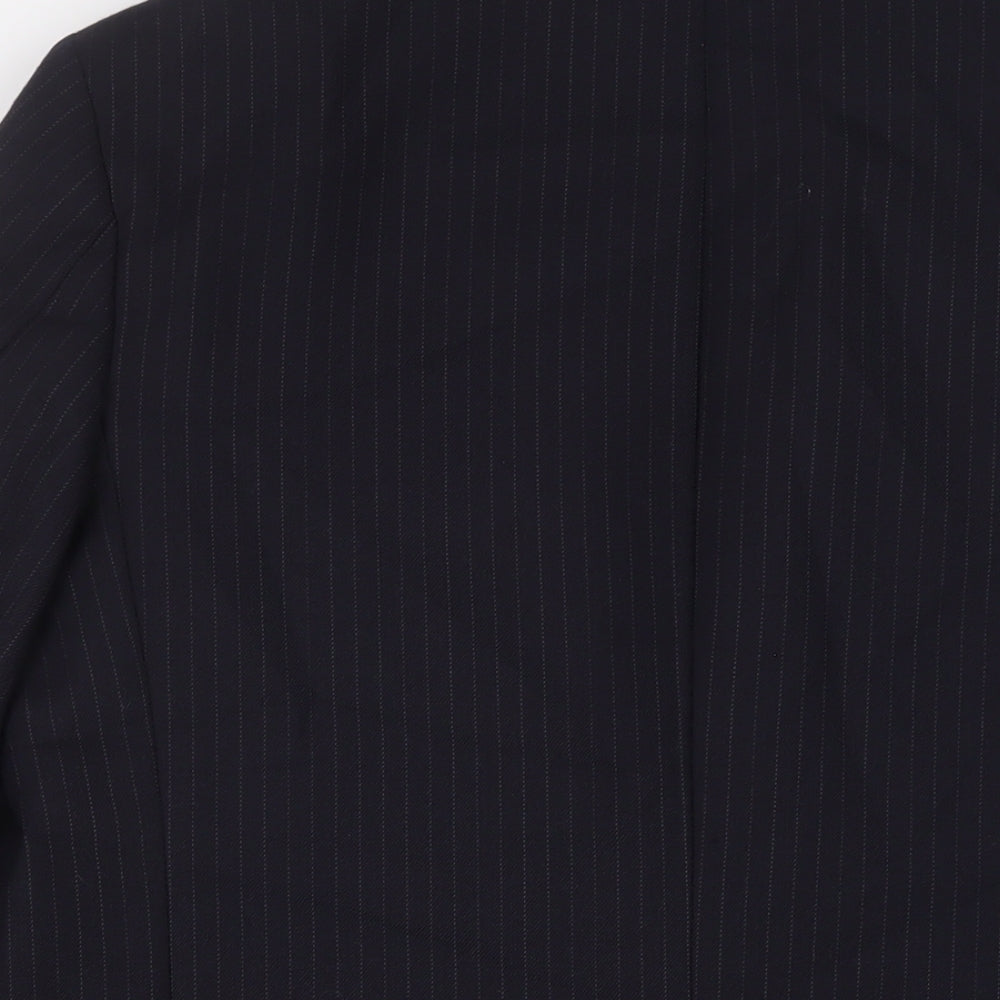 Crosshatch Mens Blue Striped Wool Jacket Suit Jacket Size L Regular