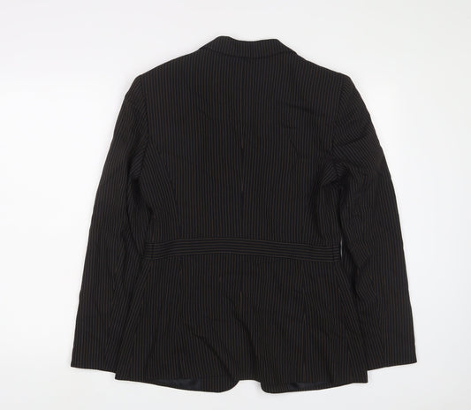 Episode Womens Black Striped Jacket Blazer Size 10 Button