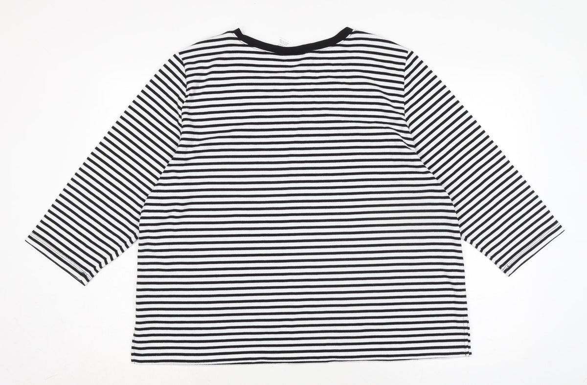 Alfred Dunner Womens Black Cotton Basic T-Shirt Size S Boat Neck