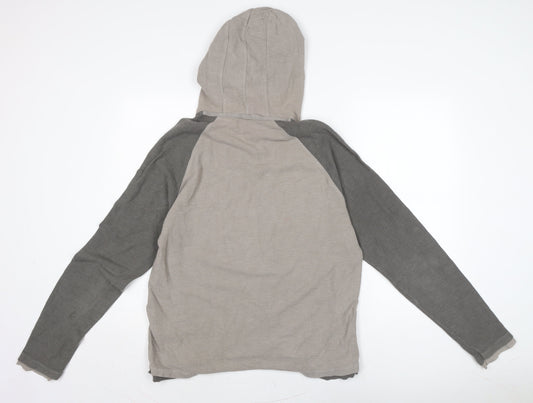 DKNY Pure Mens Brown Cotton Full Zip Hoodie Size L