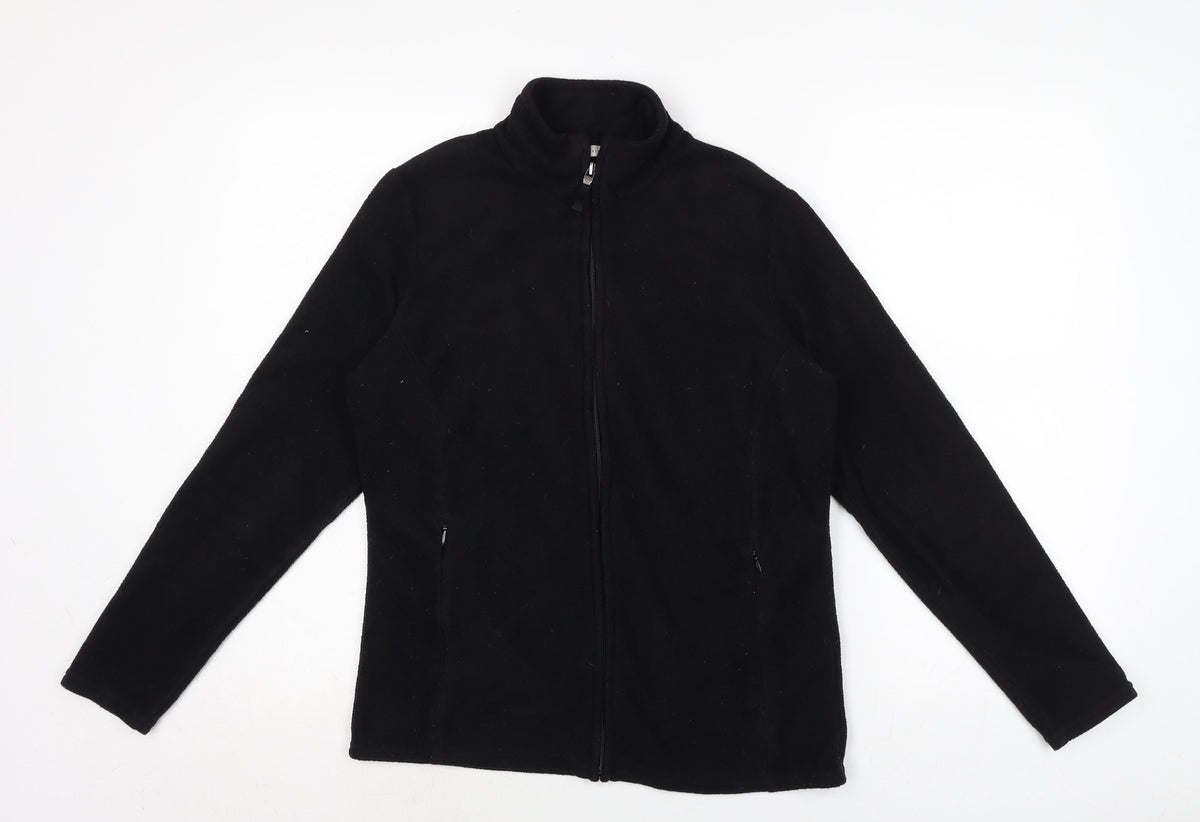 Marks & Spencer Womens Black Mock Neck Polyester Full Zip Jumper Size 12