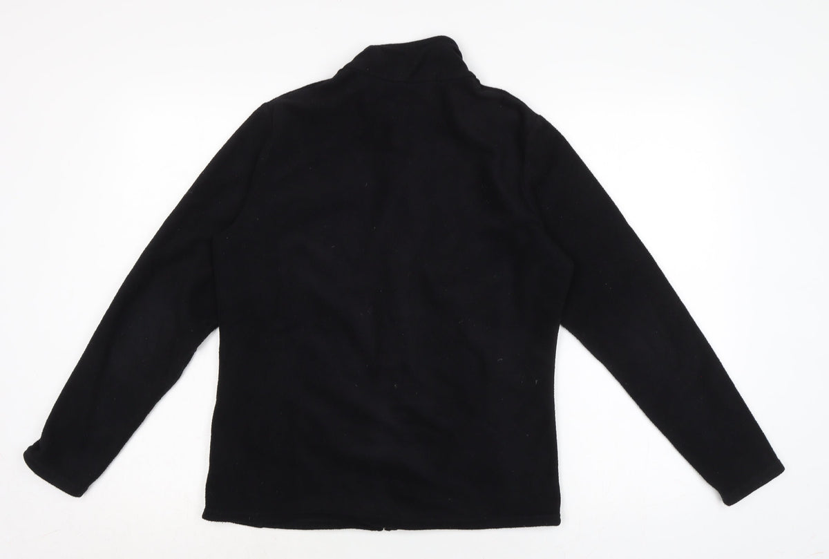 Marks & Spencer Womens Black Mock Neck Polyester Full Zip Jumper Size 12