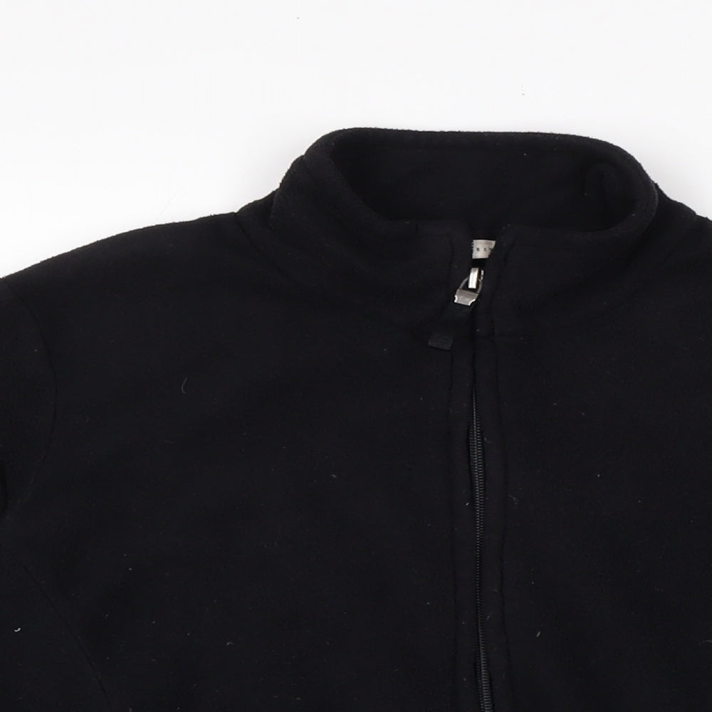 Marks & Spencer Womens Black Mock Neck Polyester Full Zip Jumper Size 12