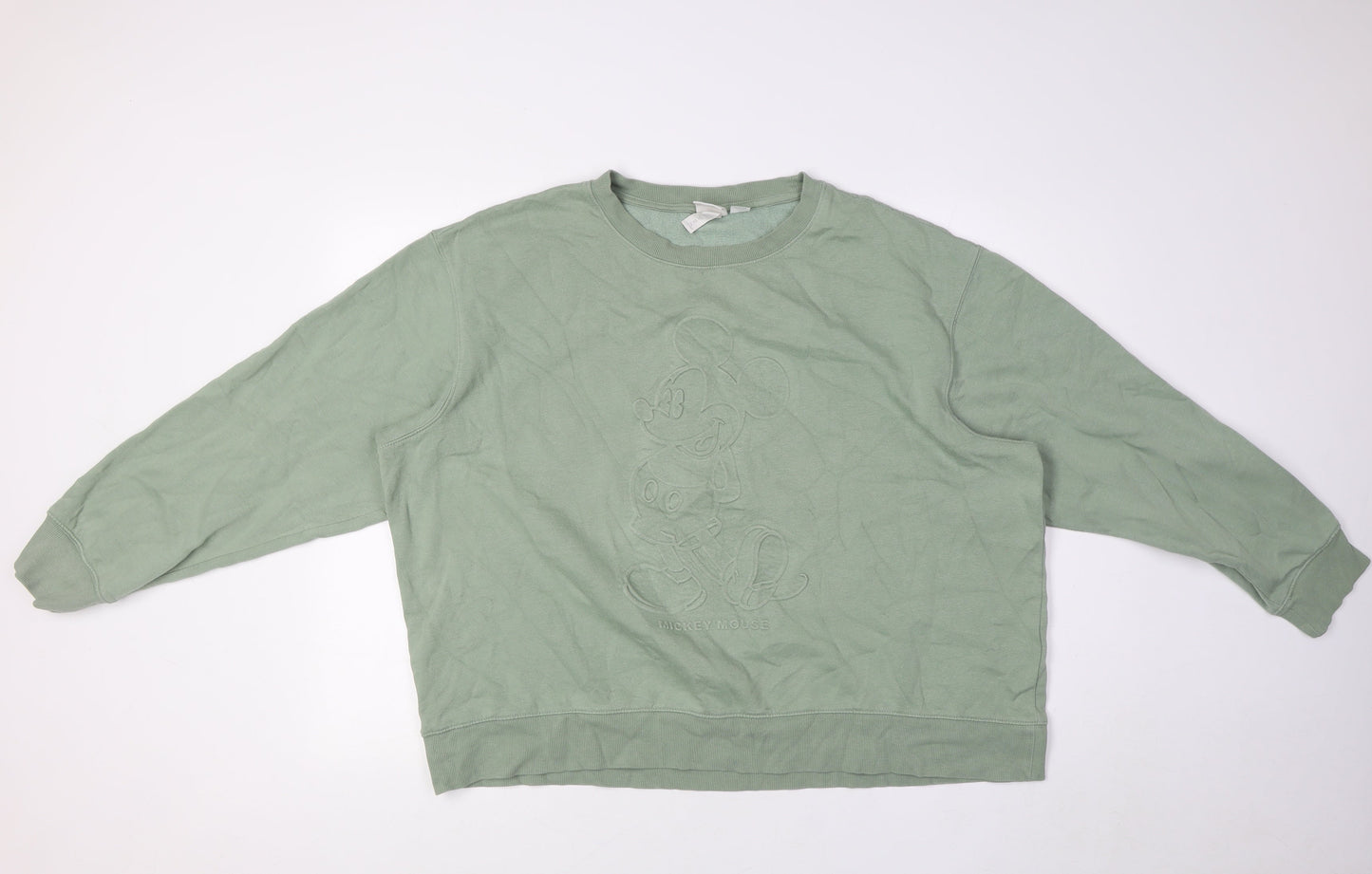 Disney Womens Green Cotton Pullover Sweatshirt Size XL - Mickey Mouse