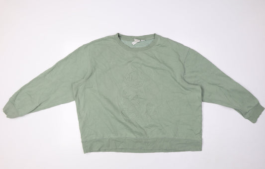 Disney Womens Green Cotton Pullover Sweatshirt Size XL - Mickey Mouse