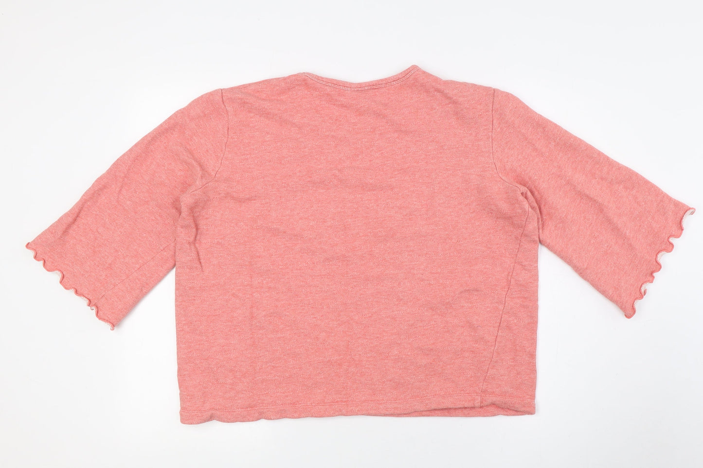 Dobber Womens Pink Cotton Pullover Sweatshirt Size M - Ruffle Sleeves