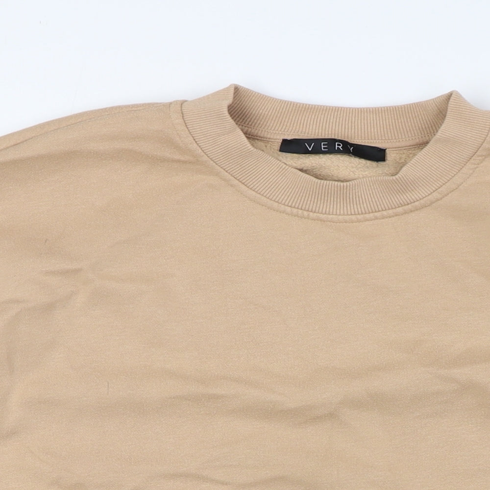 Very Womens Beige Cotton Pullover Sweatshirt Size 16