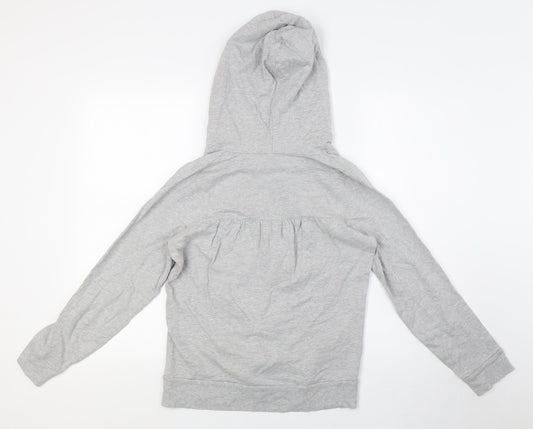 Topshop Womens Grey Cotton Pullover Hoodie Size 10 - V-Neck