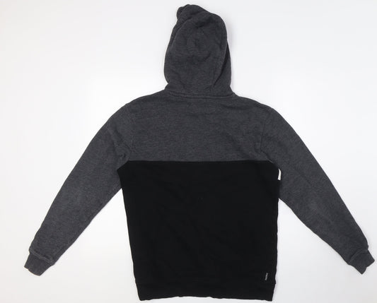 GK Mens Black Cotton Pullover Hoodie Size S - White Strip