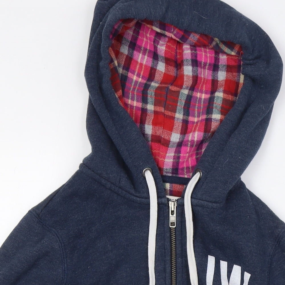 Jack Wills Womens Blue Cotton Full Zip Hoodie Size 6 Zip