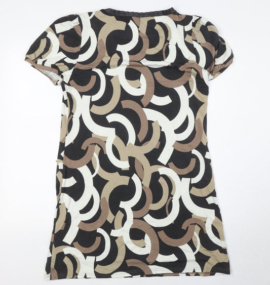 Marks and Spencer Womens Brown Viscose A-Line Size 12 Boat Neck - Collared