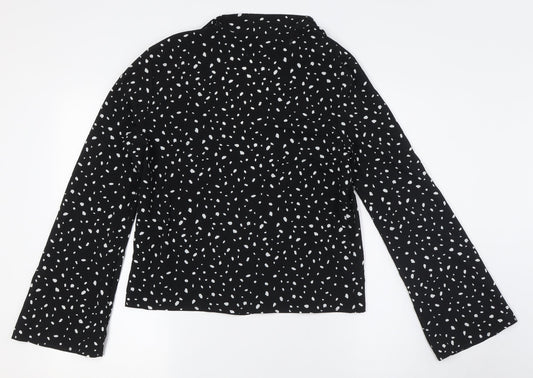 ASOS Womens Black Polyester Basic Button-Up Size 10 V-Neck - Open Front