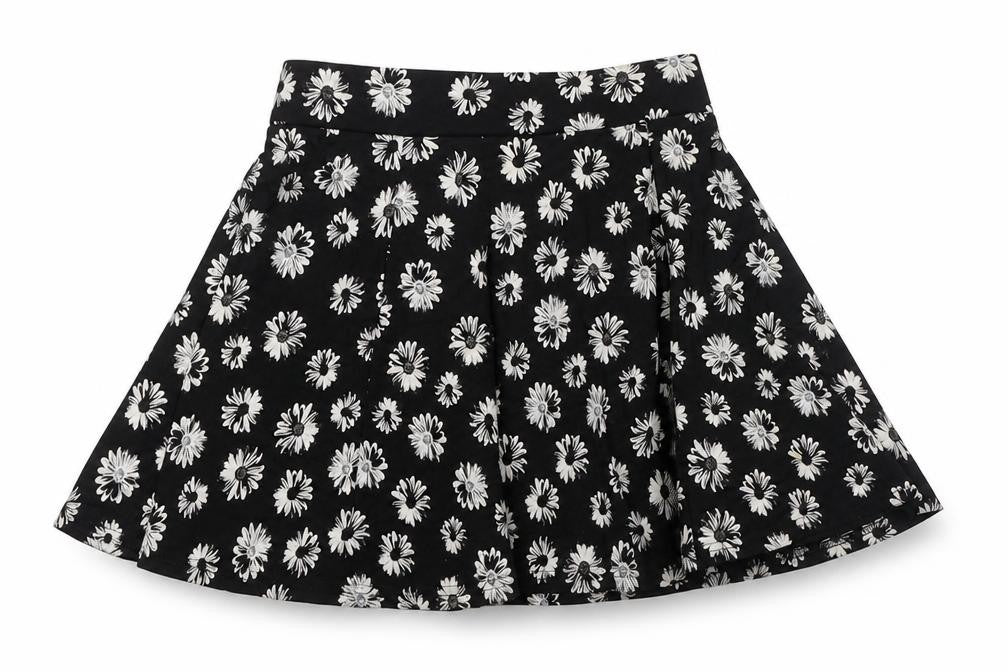 Divided by H&M Womens Black Floral Viscose A-Line Skirt Size S Zip