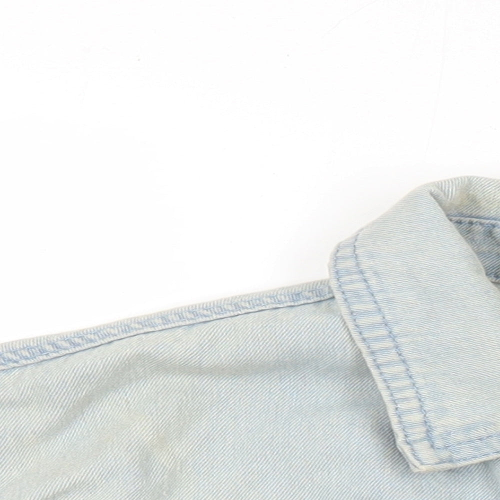 Missguided Womens Blue Jacket Size 6 Button - Distressed Look