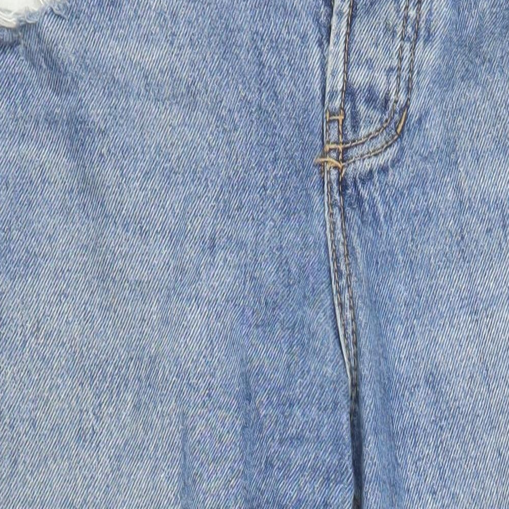 Stradivarius Womens Blue Cotton Mom Jeans Size 8 L25 in Relaxed